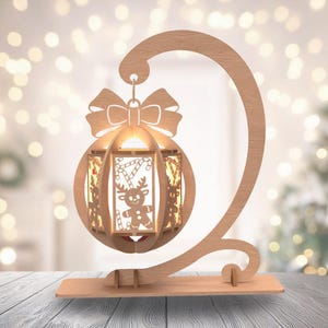 Lanterna Bundle Pack 5 con supporto Natale tagliato al laser, portacandele Tealight lampada da notte Glowforge Cut Set, 3D Silhouette Light Box Decor Xtool
