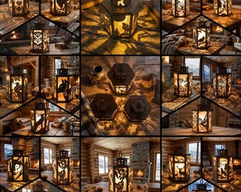 18x Pack 3D Wood Wild Life Animal Lantern Bundle, Tealight - Candle Holder - Night Lamp Laser Cut Files