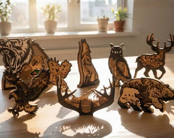 Animal 10x Pack Bundle MultiLayered 3D Wooden Laser File, Laser Multilayer Wild Forest Life Pack Cut Glowforge, Silhouette Xtool Svg Dxf