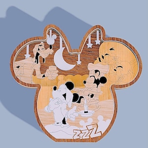 Freunde Cartoon Maus Kopf 3D Multilayer Design Schneiden Laserdateien, 3D Magische Dekoration Ornament Make Geschenk, Dxf Lbrn Ai Download-Datei