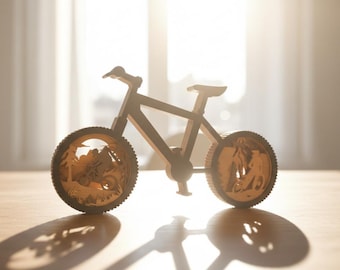 Bicycle Adventure 3D Multilayer Wooden Laser Cut Svg File, Camping Wild Life Layered Dxf, Extreme Sport Forest Cutting Machine Download File
