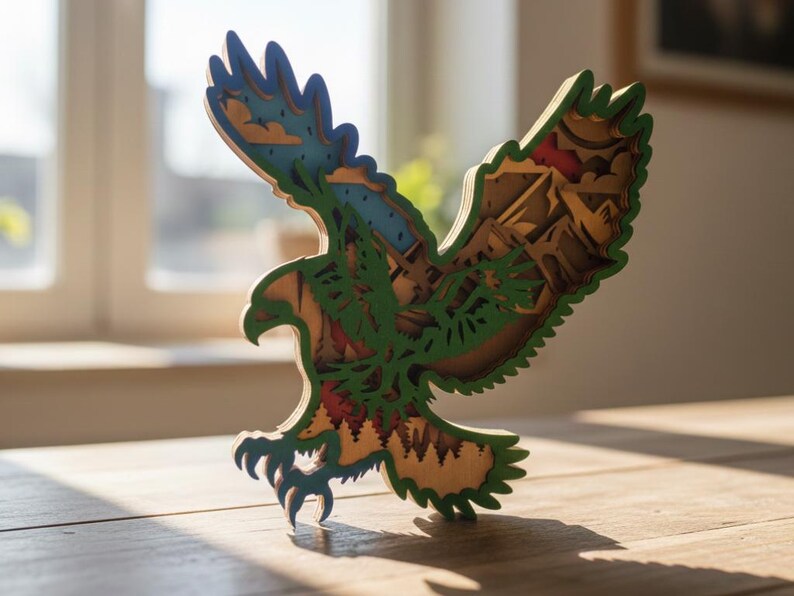 Eagle Multilayered 3D Cutting Laser File, Layered Wild Forest Life Wood ...