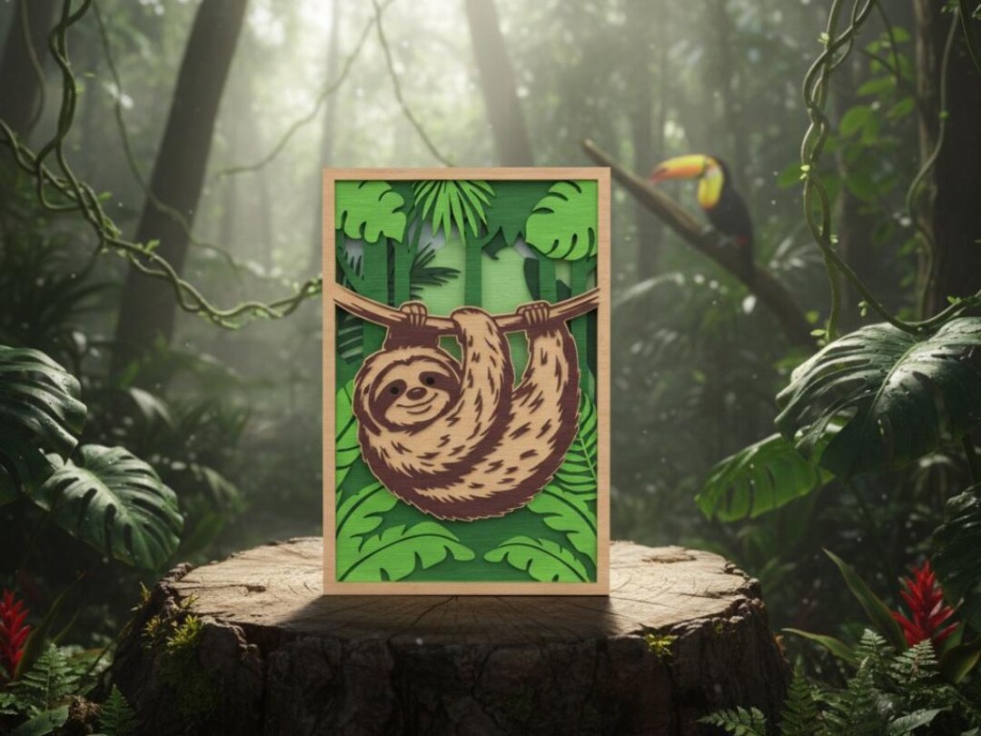 Sloth Multi Layered 3D Wooden Laser Cut File, Multilayer Wild Forest ...