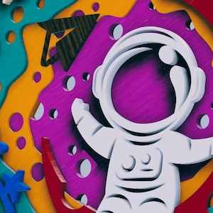 3D Space Astronaut Laser Cut File: Layered Shadow Box SVG DXF