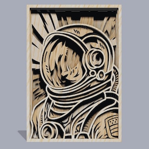 3D Astronaut Multilayer Space Designs for Laser Cutting, Layered Shadow Box Svg Dxf Wooden Paper Cut File Glowforge Cricut Xtool Instant Cut