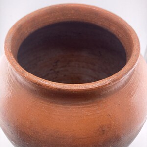 Jarra de terracota ucraniana antigua para confitar / Jarrón rústico de flores esmaltado imagen 7