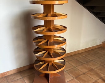 Antique Aphotecary Open Swivel Stand: oak medicine display case 1950’