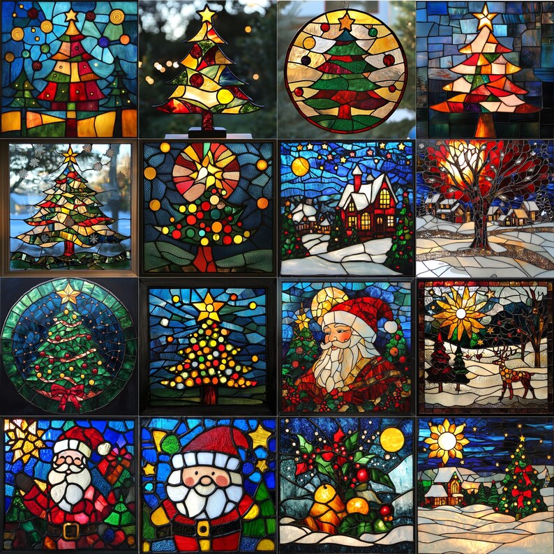 Stained Glass Christmas Bundle 100 Unique Designs for Holiday Decor DIY