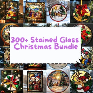300 Stained Glass Christmas Ornaments  Decorations, Unique Holiday Décor, Festive Glass Art for Home & Gifts