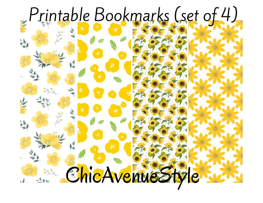 Printable Yellow Floral Bookmarks, Spring Bookmarks, Book Lover Gift ...