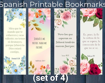 Spanish Bible Verse Bookmarks: Floral Inspirational Set (Digital Download)