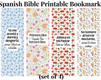 Spanish Bible Verse Bookmarks: Floral Scripture Set (Digital Download)