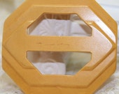 Butterscotch Bakelite Geometric Belt Buckle Atomic Space Age Carved Plastic Vintage 1930s Fashion Jewelry Gift J1702
