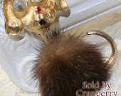 JJ Jonette Googly Eye Puppy Dog Fur Brooch Pet Animal Figural Pin on Gold Vintage Mid Century 1960s Designer Fashion Jewelry Gift J1743