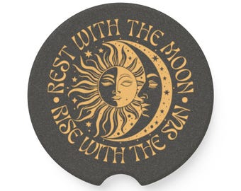 Posavasos para coche con diseño celestial de los años 90, diseño de sol y luna, posavasos para coche de moda, regalo estético de los años 90