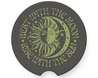 Posavasos para coche con diseño celestial de los años 90, diseño de sol y luna, posavasos para coche de moda, regalo estético de los años 90