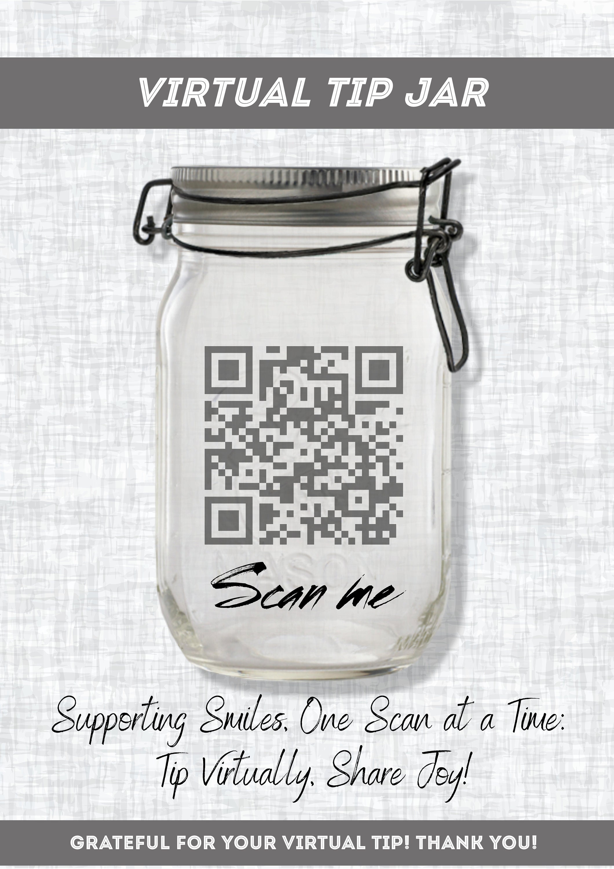 Printable Virtual Tip Jar Venmo Payment Sign QR Code Sign Template ...