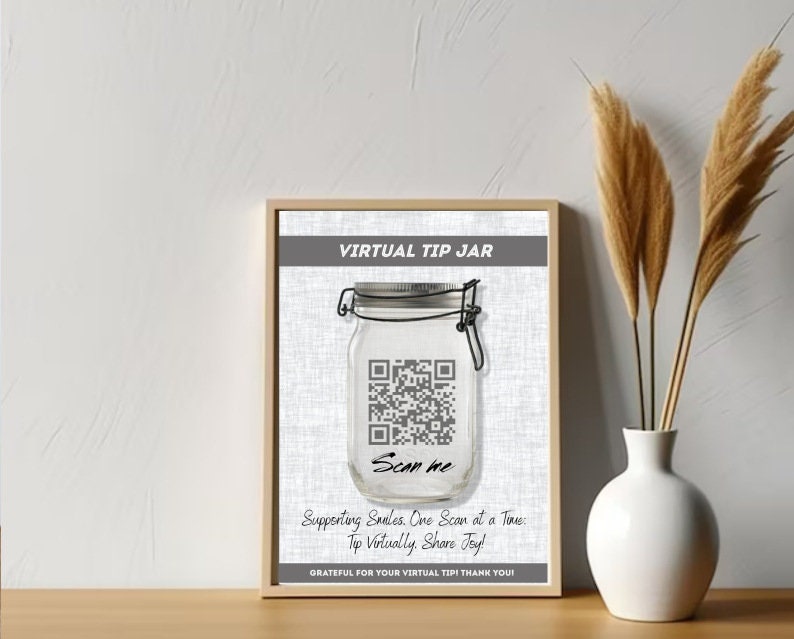 Printable Virtual Tip Jar Venmo Payment Sign QR Code Sign Template ...