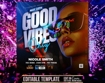 Club Party Flyer, DIY Flyer Template Design, Night Club Event Invite Flyer, Club DJ Flyer, Happy Hour Flyer, Premade Post