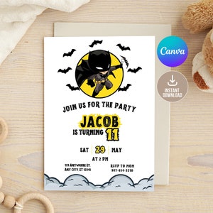 Editable Bat Superhero Invitation Digital,Printable Bat Guy Birthday Party Invitation,Superhero Birthday,Bat Boy Party Invite,Boy Birthday