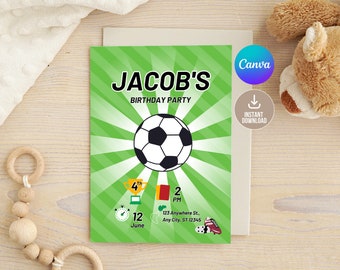 Editable Soccer Birthday Invitation,Printable Soccer Birthday Invitation,Football Birthday Invite,Boy Birthday Invitation,Soccer Ball Invite