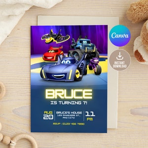 Editable Bat Superhero Invitation Template, Editable Bat Birthday Invitation Digital,Printable Bat Birthday Party Invitation, Boy birthday