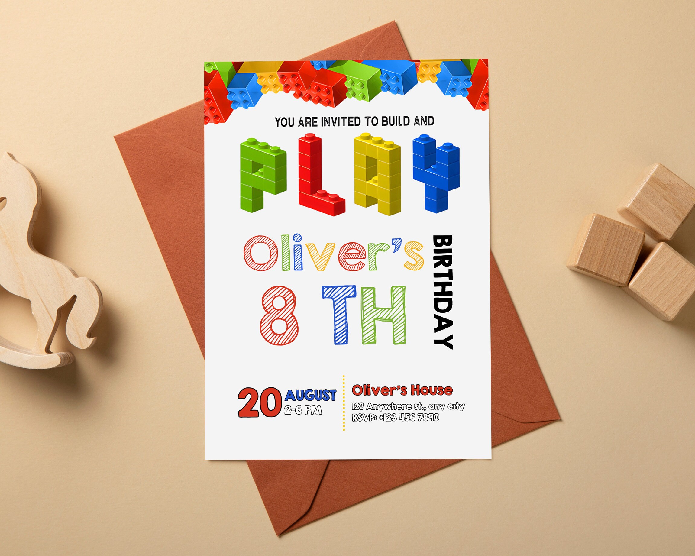 Editable Building Blocks Invitation Digital,printable Building Blocks ...