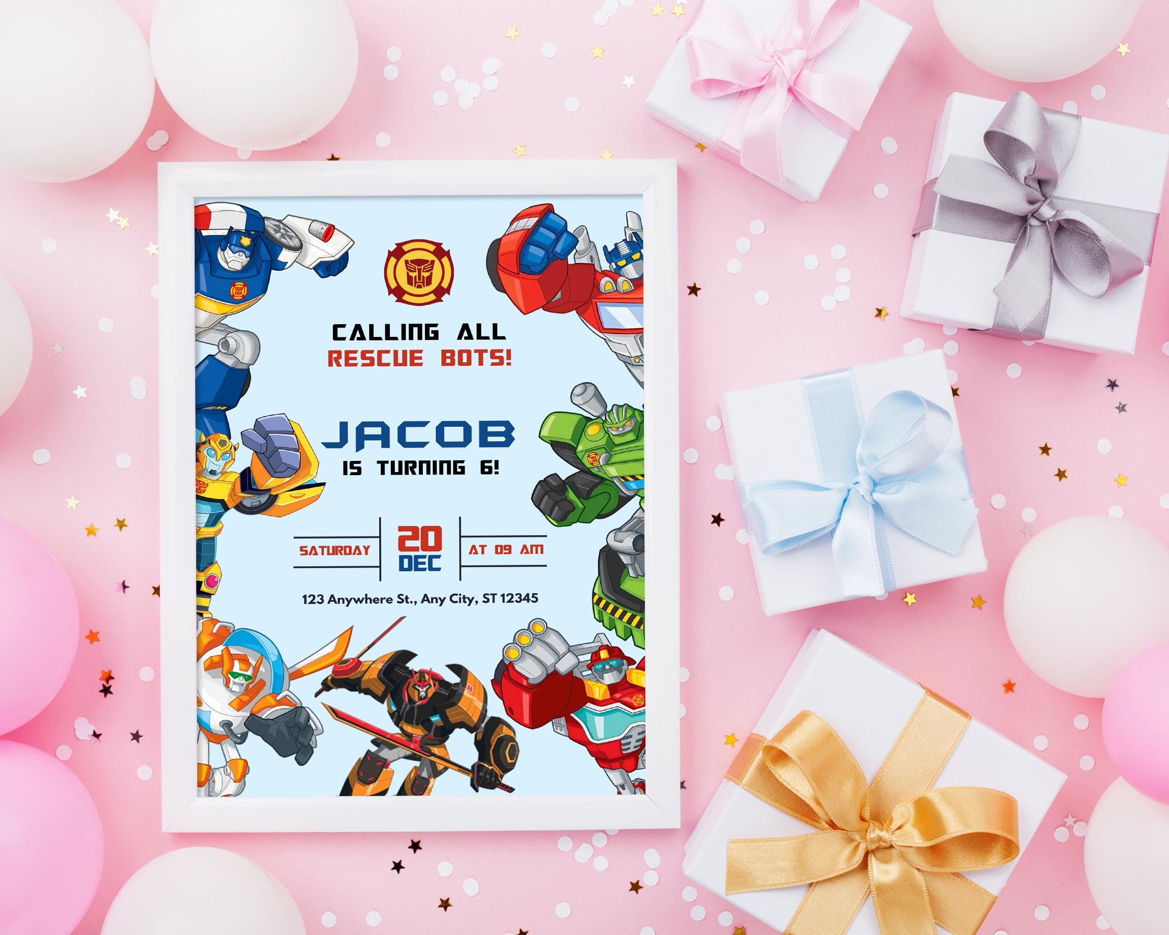 Editable Rescue Bots Birthday Invitation,printable Rescue Bots Birthday ...