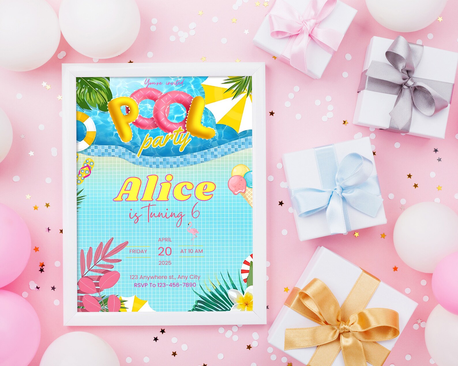 Editable Pool Party Invitation,printable Pool Party Birthday Invitation ...