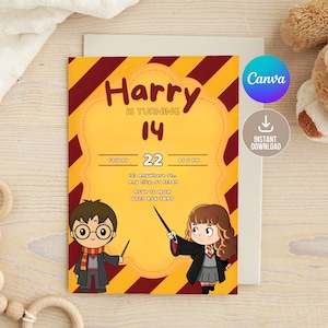 Invito digitale di compleanno del mago modificabile, invito alla festa di Potter stampabile, invito del mago, invito di compleanno magico modificabile, biglietto per la festa