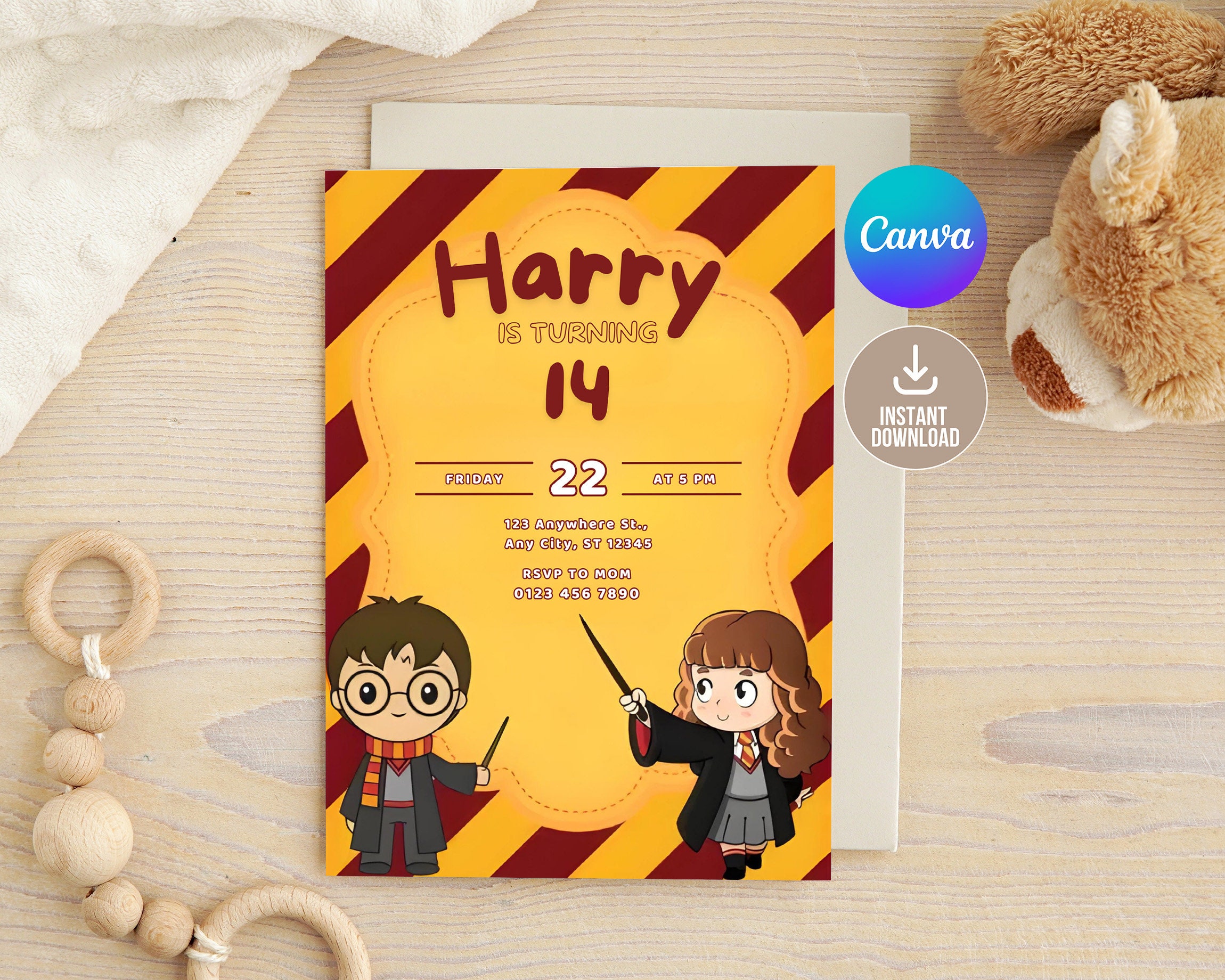 Editable Wizard Birthday Digital Invitation,printable Potter Party ...