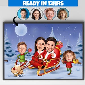 Personalisierte Weihnachtsfamilie Cartoon Portrait, Benutzerdefinierte Familien Portrait, Geschenk für Weihnachten, Familien Karikatur, Noel Familien Portrait, Weihnachtsgeschenk