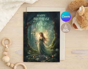 Editable Fairy Invitation Template,Editable Fairy Birthday Invitation Digital,Girls Birthday Party Invitation,Girls Party,Fairy Birthday