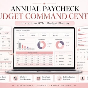Interactive HTML Budget Planner – Annual Paycheck, Debt & Savings Tracker (Digital Download)