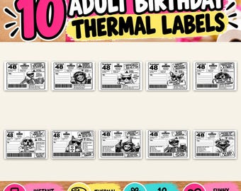 Funny Adult Birthday Parcel Labels Bundle of 10 | Rude 4x6 Thermal Shipping Labels | Printable Gift Stickers | Instant Digital Download
