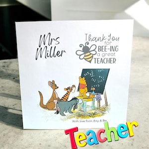Carte de professeur, Carte de fin d'année, Carte de professeur WTP, Carte de remerciement pour professeur, Carte de professeur Ourson, Merci professeur