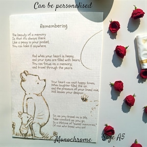 Winnie the Pooh Thinking of you card; Remembering; sending hugs;Bereavement; Big Hugs;Condolence;Sympathy;Comfort image 4