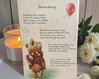 A4/A5 Winnie the Pooh Sympathy Card, Bereavement Gift, Thinking of You
