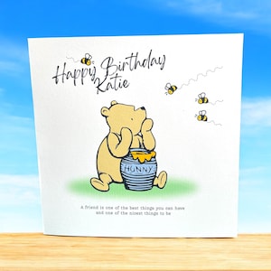 Carte d'anniversaire Winnie l'ourson/carte d'anniversaire personnalisée classique ourson/carte d'anniversaire personnalisée, carte de petit-fils/petite-fille, maman/maman/grand-mère/nièce