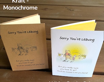 Carte de départ de Winnie l'ourson : design classique ourson, retraite