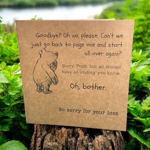Carte de sympathie, carte de deuil, carte de sympathie WTP, carte de sympathie Winnie l'ourson, nos plus sincères condoléances