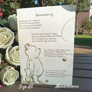 Winnie the Pooh Thinking of you card; Remembering; sending hugs;Bereavement; Big Hugs;Condolence;Sympathy;Comfort image 5