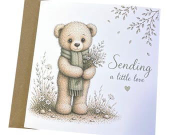 A5 Urso Bramwell Enviando Amor, Pensando em Você, Condolências, Mensagem de Piedade