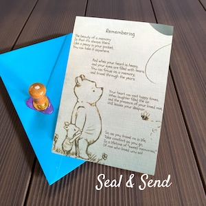Winnie the Pooh Thinking of you card; Remembering; sending hugs;Bereavement; Big Hugs;Condolence;Sympathy;Comfort image 8