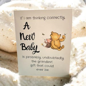 Nieuwe babykaart, op maat ontworpen nieuwe babykaart, gepersonaliseerde nieuwe babykaart, Winnie de Pooh nieuwe babykaart