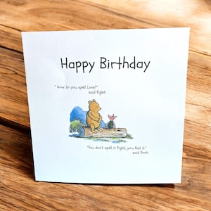 Tarjeta de cumpleaños de Winnie the Pooh/Tarjeta de cumpleaños personalizada clásica de Pooh/Tarjeta de cumpleaños personalizada, Tarjeta para nieto/nieta, Mamá/Abuela/Sobrina