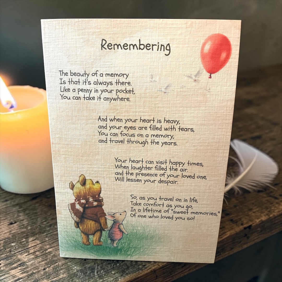 Winnie the Pooh & Piglet Sympathy Card, Bereavement Gift, Thinking