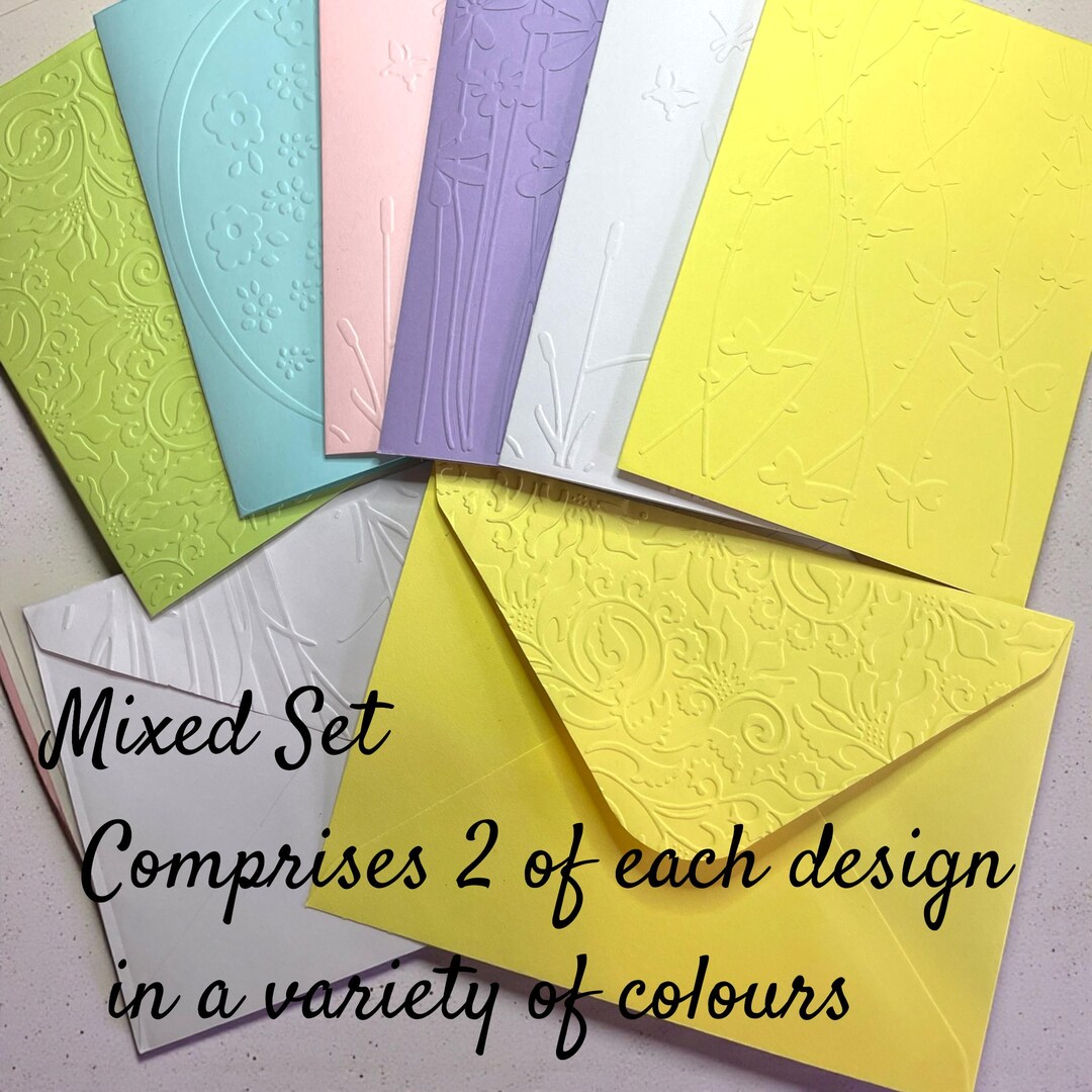 Set of 10 Embossed Blank Note Card, Handmade 6x4" - Etsy