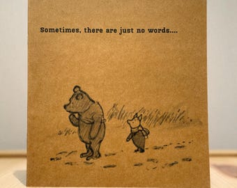 Handmade Simple Winnie the Pooh & Piglet Sympathy Card
