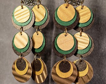 Unique Paper Earrings from beccasblend in golds and green